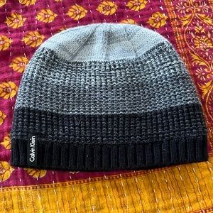 Calvin Klein Lined Beanie Cap Hat Black White Gray